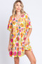 GeeGee Floral V-Neck Ruffle Hem Mini Dress