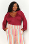 Culture Code Full Size Heart Neck Poet Sleeve Bodysuit