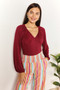 Culture Code Full Size Heart Neck Poet Sleeve Bodysuit