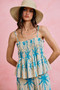 SO ME Palm Tree Smocked Bodice Adjustable Cami Top