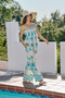 SO ME Palm Tree Smocked Bodice Adjustable Cami Top