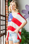 First Love Full Size USA Flag Drop Shoulder Knit Top