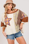 SAGE + FIG Full Size Round Neck Plaid Star Patch T-Shirt Plus Size