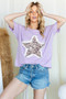 HOPELY Leopard Star Patch Short Sleeve T-Shirt
