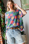 HOPELY Full Size Floral Round Neck Side Slit T-Shirt