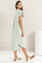 HYFVE Short Sleeve High-Low Slit Midi Dress