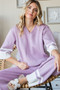 First Love Contrast V Neck Ribbed Knit Top