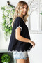 First Love Full Size Contrast Wavy Crochet Drop Shoulder Knit Top