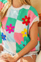 BiBi Flower Patch Checkered Sweater Vest