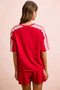 BiBi French Terry Side Lace Detail Short Sleeves Top