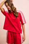 BiBi French Terry Side Lace Detail Short Sleeves Top