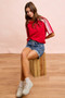 BiBi French Terry Side Lace Detail Short Sleeves Top