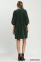 Umgee Corduroy V-Neck Puff Sleeve Shift Dress with Pockets