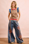 BiBi 4th Of July Leopard Ruffled Detail Knit Top