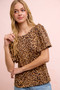 BiBi Leopard Printed Spandex Jersey Ruffle Sleeve Top