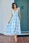SO ME Shell Smocked Bodice Shoulder Tie Lined Midi Dress