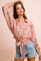 BiBi Floral Print Tie Hem Detail Crop Shirt