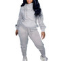 Women Casual Solid Long Sleeve Hooded Top+Pant Two Piece