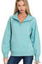 Zenana Half Zip Fleece Sweatshirt with kangaroo Pocket