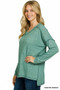 Zenana Soft Melange Hacci Exposed Seam Hi-low Tee