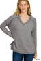 Zenana Soft Melange Hacci Exposed Seam Hi-low Tee