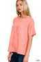 Zenana Raised Rib Exposed Seam Short Sleeve Top
