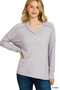 Zenana Soft Melange Hacci Exposed Seam Hi-low Tee