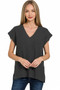 Zenana Ribbed Slit V-Neck Sweater Vest