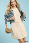 Umgee Linen Blend Scallop Hem Mini Dress
