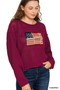 Zenana American Flag Crew Neck Sweater