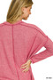 Zenana Soft Melange Hacci Exposed Seam Hi-low Tee