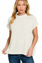 Zenana Chenille Waffle Cap Sleeve Sweater