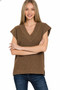 Zenana Ribbed Slit V-Neck Sweater Vest