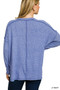 Zenana Soft Melange Hacci Exposed Seam Hi-low Tee