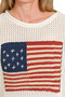 Zenana American Flag Crew Neck Sweater