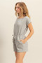HYFVE Round Neck Short Sleeve Drawstring Waist Romper