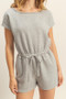 HYFVE Round Neck Short Sleeve Drawstring Waist Romper