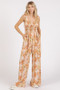 Mittoshop Flower Print Gathered Bust Sleeveless Jumpsuit