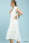 Umgee Textured Ruffle Sleeve Tiered Midi Dress