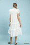 Umgee Textured Ruffle Sleeve Tiered Midi Dress