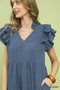 Umgee Textured Ruffle Sleeve Tiered Midi Dress