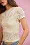 SO ME Floral Perforated Seamless Active Short Sleeve Top