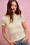 SO ME Floral Perforated Seamless Active Short Sleeve Top