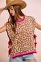 BiBi Leopard Pattern Side Tied Sweater Vest Top
