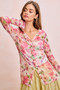 BiBi Floral Shrried Detail Button Up Mesh Cardigan Top