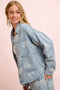 BiBi Printed Washed Denim Jacket With Pocket