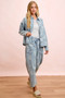 BiBi Printed Washed Denim Jacket With Pocket