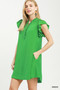 Umgee Ruffle Sleeve Henley Shift Dress