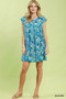 Umgee Tropical Floral Flutter Sleeve Swing Dress