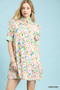 Umgee Mix Floral Ruffle Collar Tiered Babydoll Dress